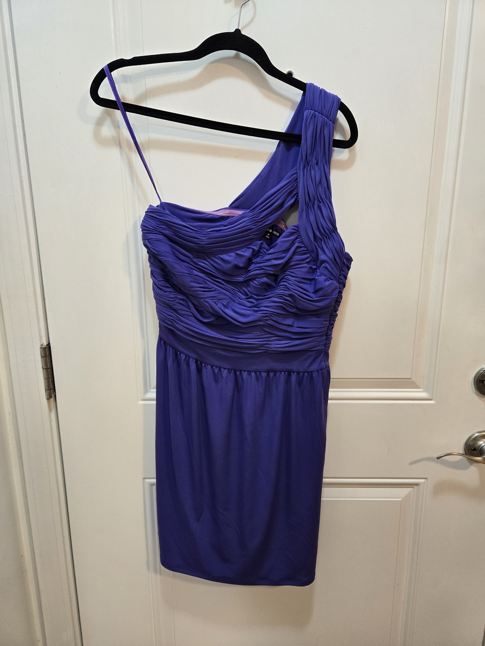 Gianni Bini One-Shoulder Ruched Purple Cocktail Dress